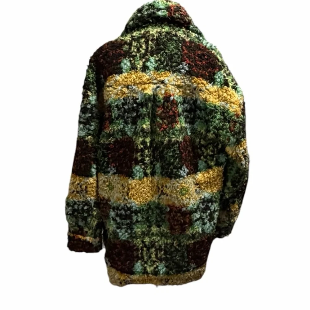 Urban Outfitters Palmer Sherpa Fleece Shacket Multicolor Popcorn Fuzzy Lined S